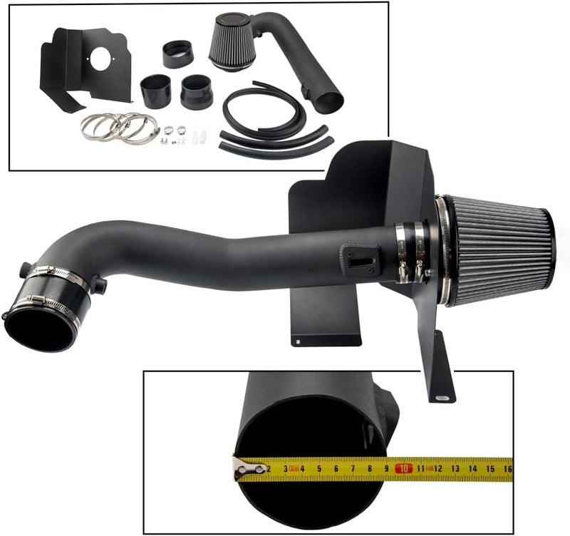 AUTOSITY 3.5" Heat Shield Cold Air Intake w/Filter Replacement for 2014-2018 Silverado 1500/ Sierra 1500 5.3L/6.2L V8, 2015-2020 Escalade/Escalade ESV 6.2L Suburban/Tahoe/Yukon/Yukon XL 5.3L(Black) - Image 2